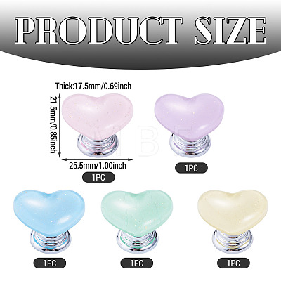 5Pcs 5 Colors Plastic Heart Shaped Toilet Tank Button AJEW-TA0003-58-1