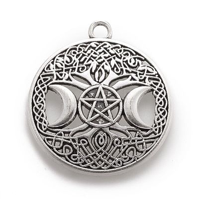 Tibetan Style Hollow Alloy Pendants TIBEP-F075-01AS-RS-1