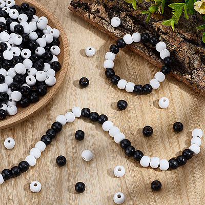600Pcs 2 Colors Dyed Natural Wood Beads WOOD-SC0002-37B-1