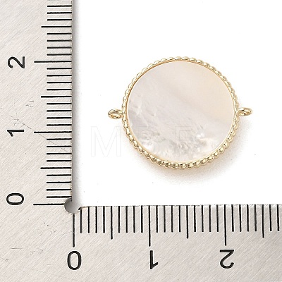 Brass Pave Clear Cubic Zirconia Connector Charms with Shell KK-P260-28A-G-1