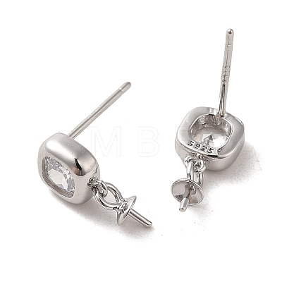 925 Sterling Silver Stud with Cubic Zirconia Earrings Findings STER-Z007-05P-1