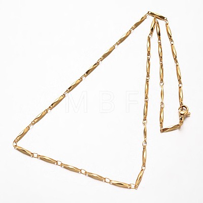 304 Stainless Steel Bar Link Chains Necklaces NJEW-O066-17G-1
