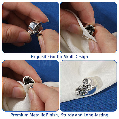 12Pcs Skull Alloy Lapel Pin Backs for Men's Suit JEWB-PH0001-91-1