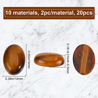 20Pcs 10 Style Natural & Synthetic Mixed Gemstone Cabochons Kit G-SC0002-32-1