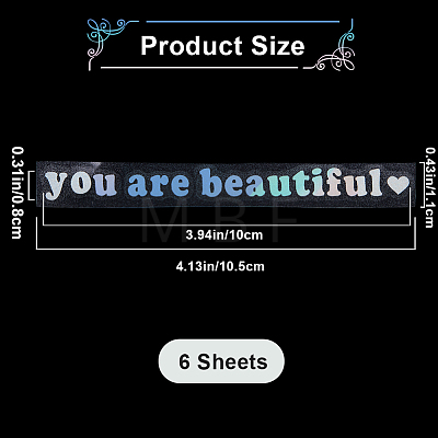 PVC You Are Beautiful Self Adhesive Car Stickers STIC-WH0013-10B-1