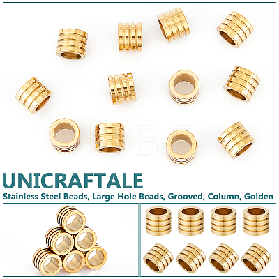 Unicraftale 12Pcs 304 Stainless Steel Beads STAS-UN0056-12G-1