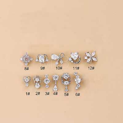 316L Surgical Stainless Steel Micro Pave Clear Cubic Zirconia L-Shaped Nose Rings WGD2F1E-11-1