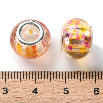 Transparent Two-Color Brass Cores Acrylic European Beads OACR-M024-05S-05-1