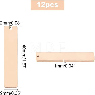 Unicraftale 201 Stainless Steel Rectangle Stamping Blank Tag Pendants STAS-UN0016-12RG-1