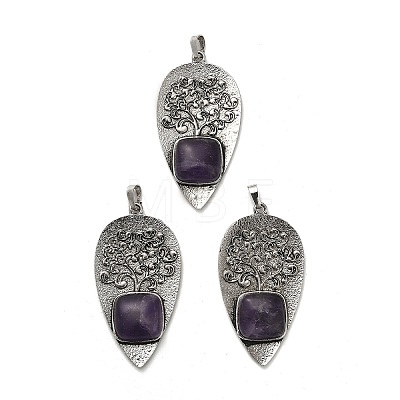 Natural Amethyst Square Big Pendants G-F763-07AS-07-1