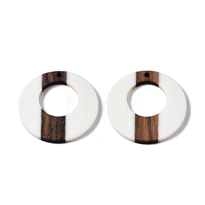 Opaque Resin & Walnut Wood Pendants X-RESI-T035-23-1