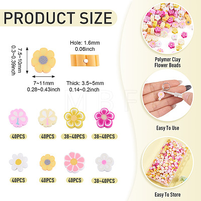 200Pcs 5 Colors Handmade Polymer Clay Bead CLAY-TA0002-14-1