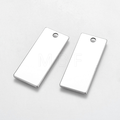 304 Stainless Steel Rectangle Pendants STAS-R058-02-1