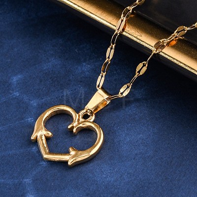 201 Stainless Steel Pendant Necklace for Women NJEW-F335-02G-05-1
