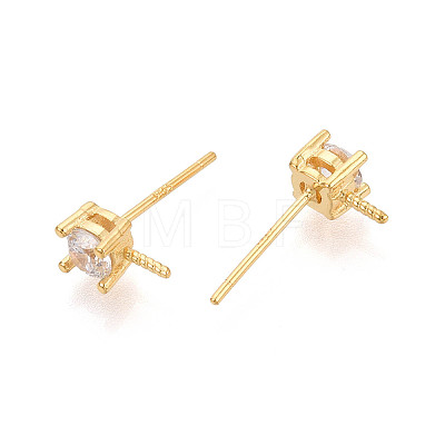 925 Sterling Silver & Clear Cubic Zirconia Stud Earring Findings STER-T008-71G-1