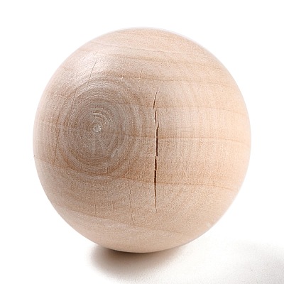 (Defective Closeout Sale: Crack)Natural Wooden Round Ball WOOD-XCP0001-29-1