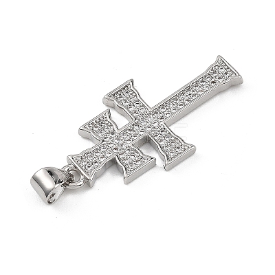 Religion Brass Micro Pave Clear Cubic Zirconia Pendants KK-B177-03P-02-1