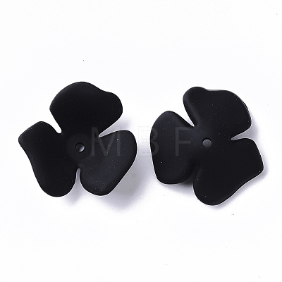 3-Petal Spray Painted Acrylic Bead Caps MACR-N007-01H-1