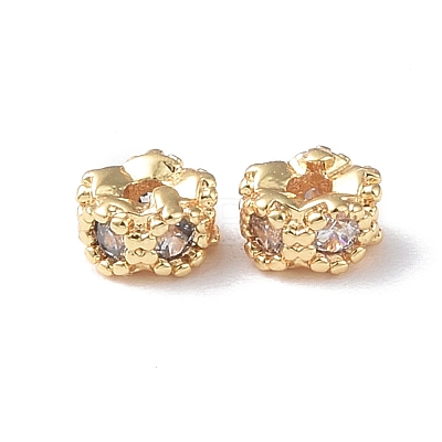 Brass Micro Pave Cubic Zirconia Spacer Beads KK-I702-46A-1