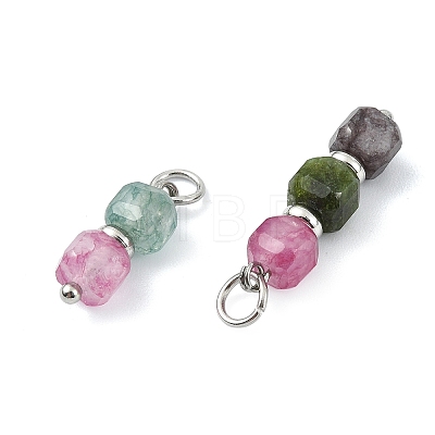 3Pcs 3 Styles Natural Multicolor Tourmaline Beads Pendants PALLOY-JF05292-02-1