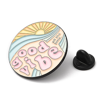 Sun with Word Good Vibe All The Time Enamel Pin JEWB-H010-02EB-01-1
