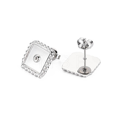 304 Stainless Steel Rhombus Stud Earrings with Crystal Rhinestone for Woman EJEW-N097-005P-1