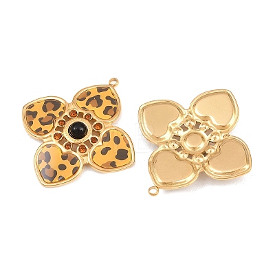 304 Stainless Steel & Resin & Natural Obsidian & Rhinestone Pendants STAS-G394-13G-01-1