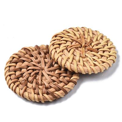 Handmade Reed Cane/Rattan Woven Beads WOVE-Q075-04-1