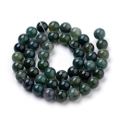 Natural Moss Agate Beads Strands G-I199-06-8mm-1