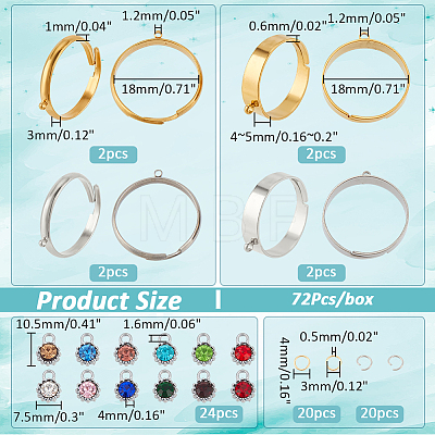  DIY Charm Adjustable Ring Making Kit STAS-NB0001-87-1