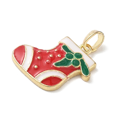 Christmas Brass Enamel Pendants KK-K305-08A-G-1