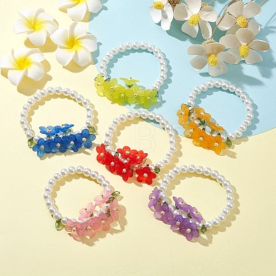 6Pcs 6 Colors Glass Pearl Beaded Stretch Bracelets Set BJEW-JB10042-1