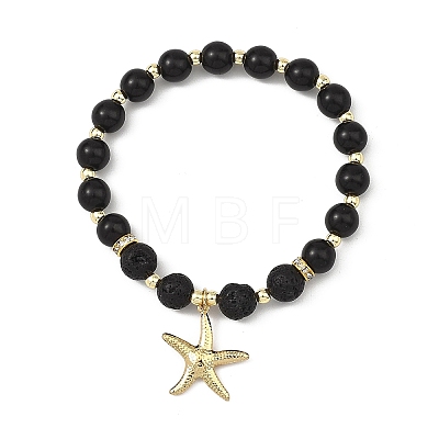 2Pcs Starfish 304 Stainless Steel Charm Bracelets BJEW-JB14088-1