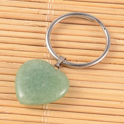 Heart Natural & Synthetic Mixed Gemstone Keychain KEYC-JKC00057-1