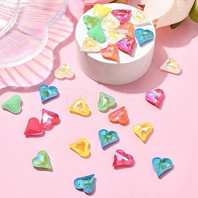 10Pcs Heart Translucent Glass Pointed Back Cabochons MRMJ-YW0001-062A-1