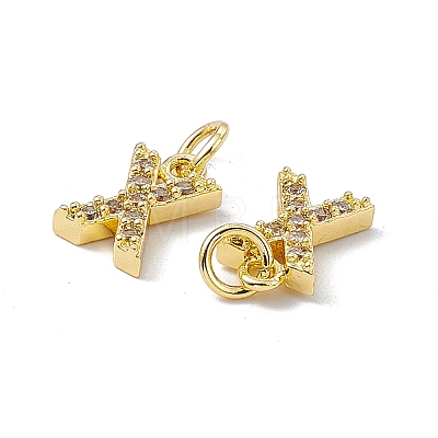 Real 18K Gold Plated Brass Micro Pave Clear Cubic Zirconia Charms KK-E068-VB452-X-1