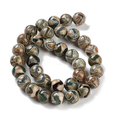 Natural Tibetan Wave Pattern dZi Agate Beads Strands G-B084-A01-01-1