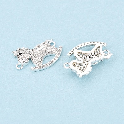 Brass Micro Pave Clear and Black Cubic Zirconia Connector Charms KK-N288-14S-1