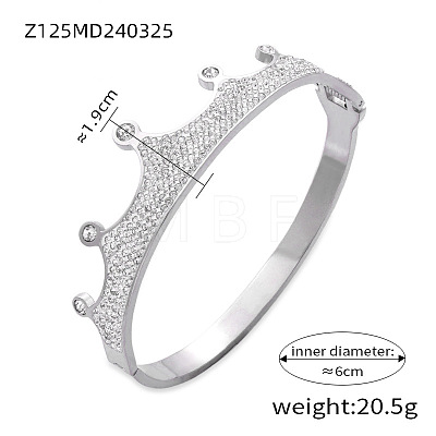 304 Stainless Steel Pave Cubic Zirconia Hinged Bangles for Women FS-WG9A3B1-04-1