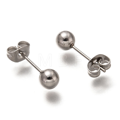 304 Stainless Steel Ball Stud Earrings STAS-H136-07B-P-1
