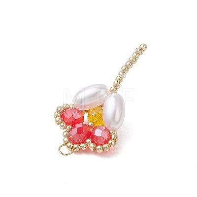 Glass Seed Beaded Tulip Pendants PALLOY-MZ01214-03-1