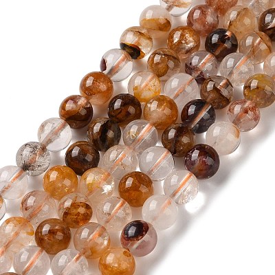 Natural Yellow Hematoid Quartz/Golden Healer Quartz Beads Strands G-C268-B01-02-1