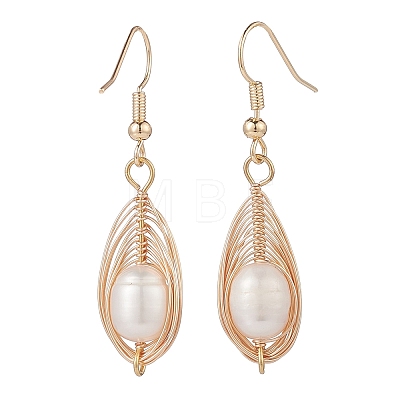 Natural Pearl Teardrop Dangle Earrings EJEW-JE05091-02-1