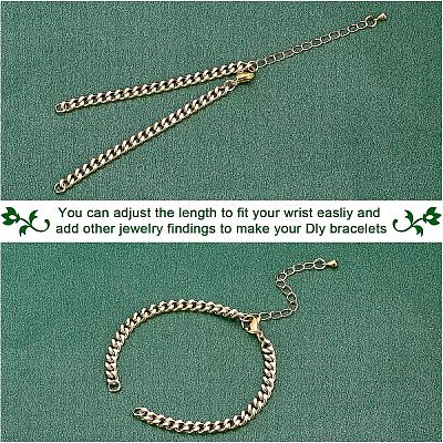  8Pcs Two Tone Handmade Brass Curb Chain Bracelet Makings KK-NB0002-63-1