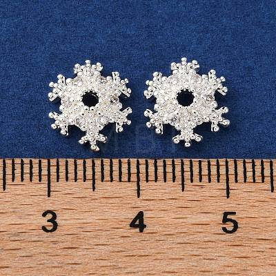 Brass Micro Pave Clear Cubic Zirconia Bead Caps KK-K378-48B-S-1