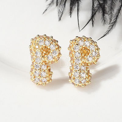 Brass Micro Pave Cubic Zirconia Stud Earrings EJEW-Z091-04G-P-1