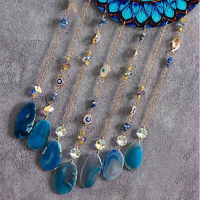 Acrylic Blue Evil Eye Hanging Suncatchers HJEW-F023-01-1