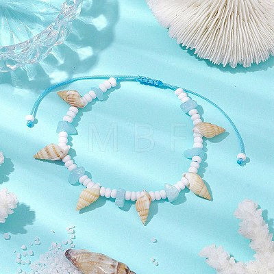Dyed Natural White Jade Braided Bead Bracelets BJEW-JB10358-01-1