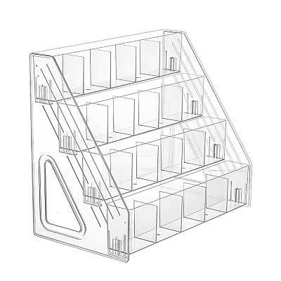 4-Tier 20-Grid Acrylic Card Display Riser Stands ODIS-WH0030-339B-1