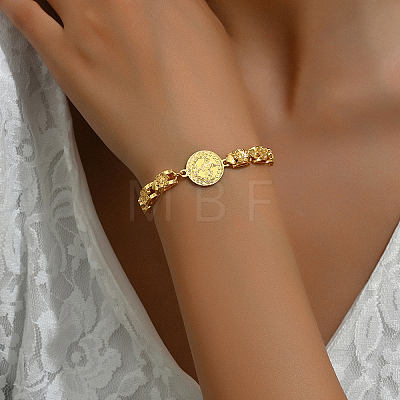 Vintage Hollow Flower Real 18K Gold Plated Brass Link Bracelets for Women UR7658-1